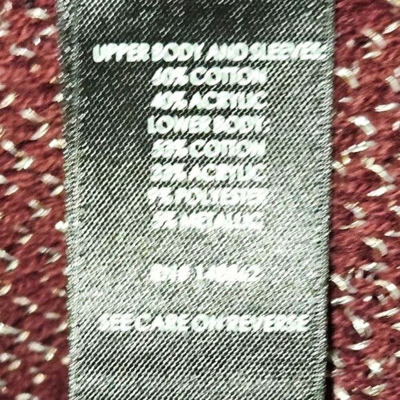 TORRID Lurex Burgundy & Metallic Gold Hooded Warm Mini  Sweater dress 1X NEW - Picture 11 of 16